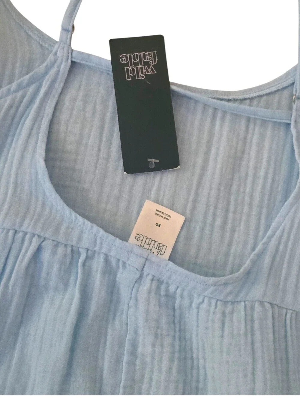 Wild Fable NWT Baby Blue Gauze Tiered Mini Dress XS Cottagecore - Picture 10 of 12